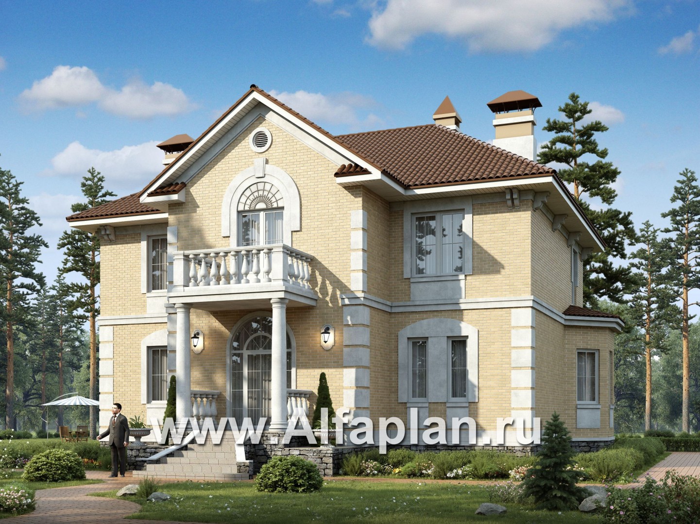 Проекты домов Альфаплан - «Головин»- особняк в стиле Петровских традиций - основное изображение
