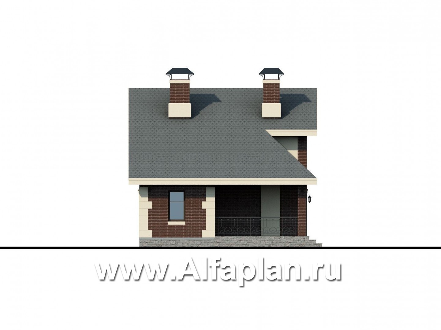 Проекты домов Альфаплан - Сауна с гостевой квартирой в мансарде и навесом на два автомобиля - изображение фасада №3