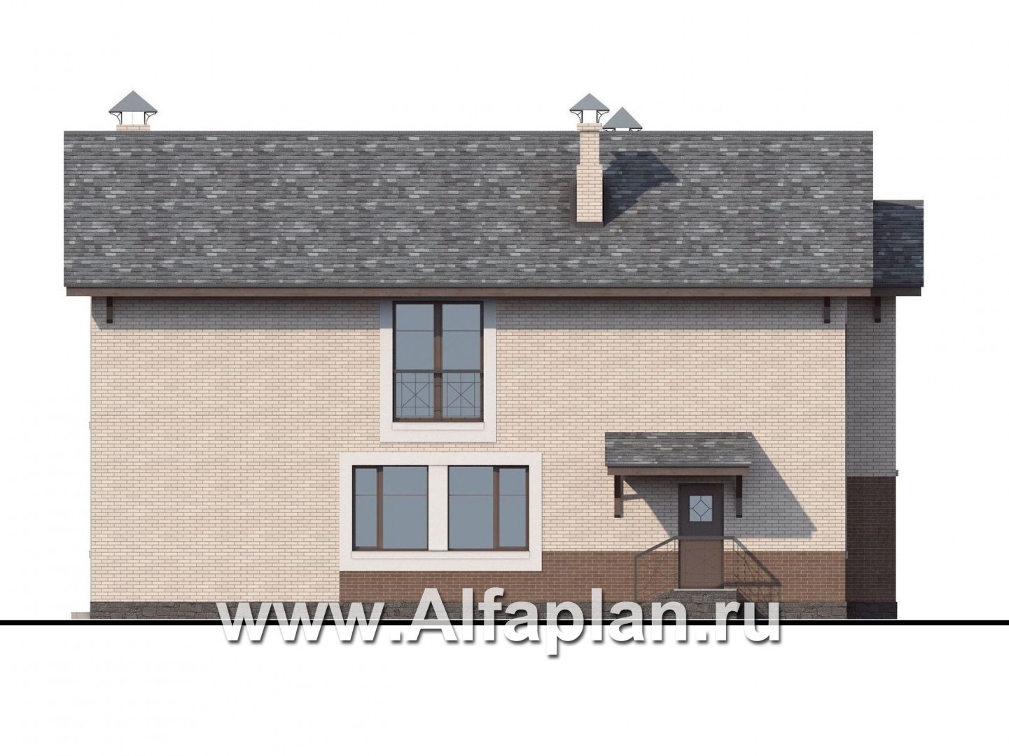 Проекты домов Альфаплан - «Флагман» - комфортабельный коттедж с бассейном и зоной spa - изображение фасада №3