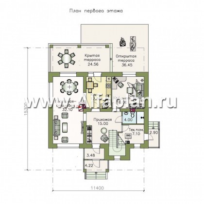 Проекты домов Альфаплан - «Бергедорф» - экономичный дом с двускатной кровлей - превью плана проекта №1