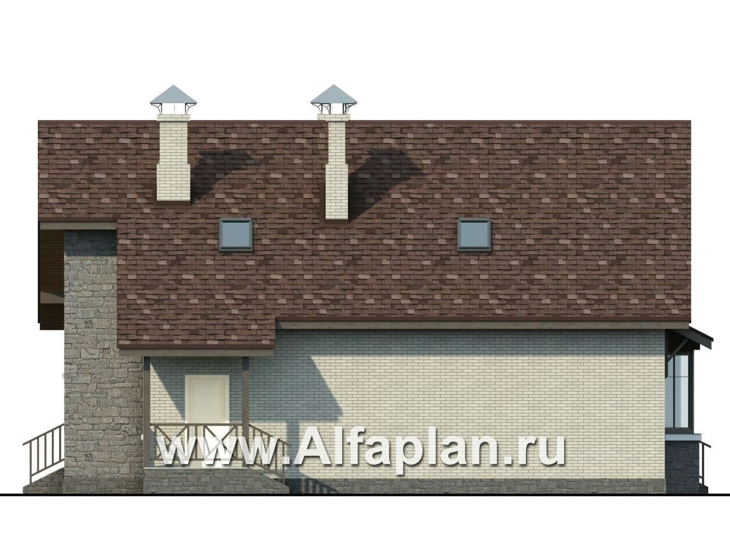 Проекты домов Альфаплан - «Зальцбург» - рациональный план дома, двускатная крыша - изображение фасада №2