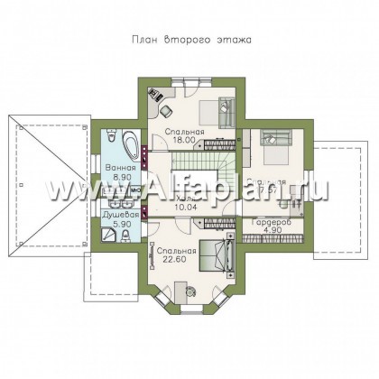 Проекты домов Альфаплан - «Клио» - коттедж с угловой террасой - превью плана проекта №2