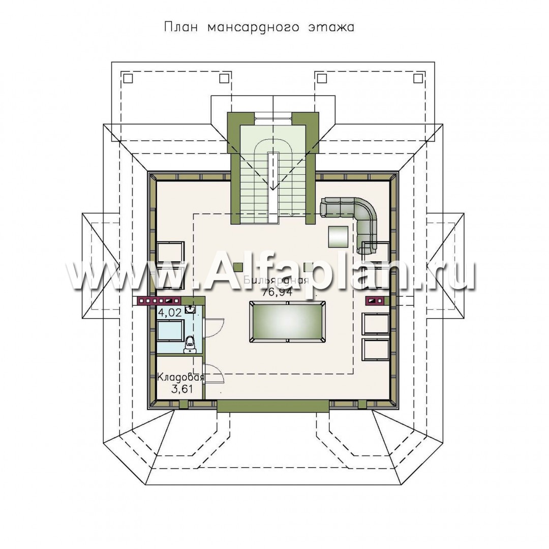 Проекты домов Альфаплан - «Рюрик» - солидный дом из газобетона для солидной семьи - изображение плана проекта №3