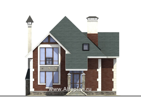Проекты домов Альфаплан - «Алегро»- проект загородного дома с большой террасой - превью фасада №1