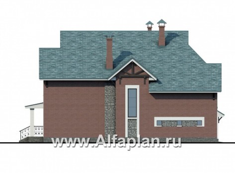 Проекты домов Альфаплан - «Кленовый лист»- комфортный дом с гаражом и бильярдной - превью фасада №3