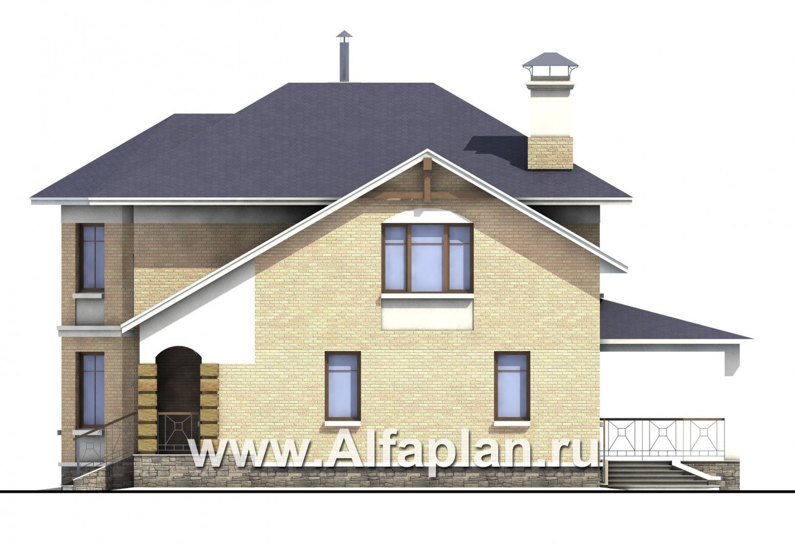 Проекты домов Альфаплан - «Ювенил» - двухэтажный загородный дом - изображение фасада №2
