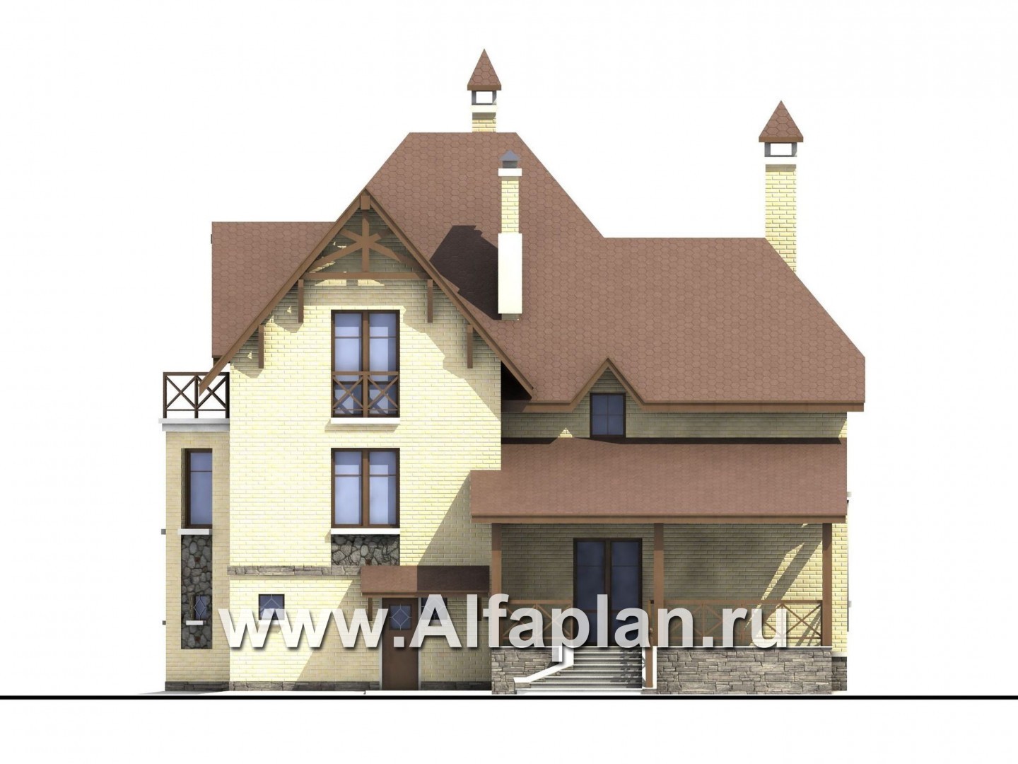 Проекты домов Альфаплан - «Серебряный век» - загородный дом с элементами арт-нуво - изображение фасада №4