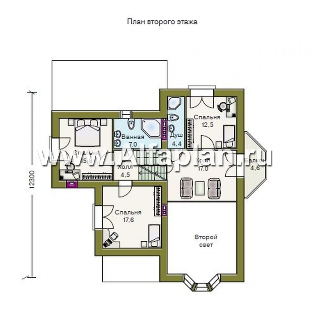 Проекты домов Альфаплан - «Серебряный век» - загородный дом с элементами арт-нуво - изображение плана проекта №3