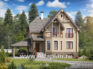 Проекты домов Альфаплан - «АльфаВУД» - деревяный дом из клееного бруса - превью основного изображения