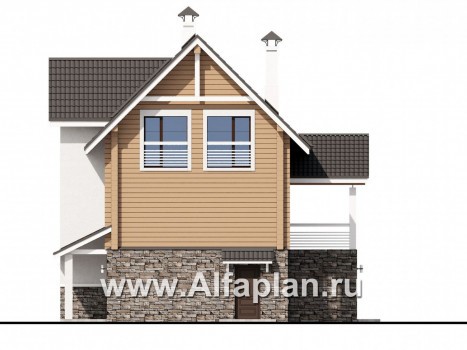 Проекты домов Альфаплан - «АльфаВУД» - деревяный дом из клееного бруса - превью фасада №2