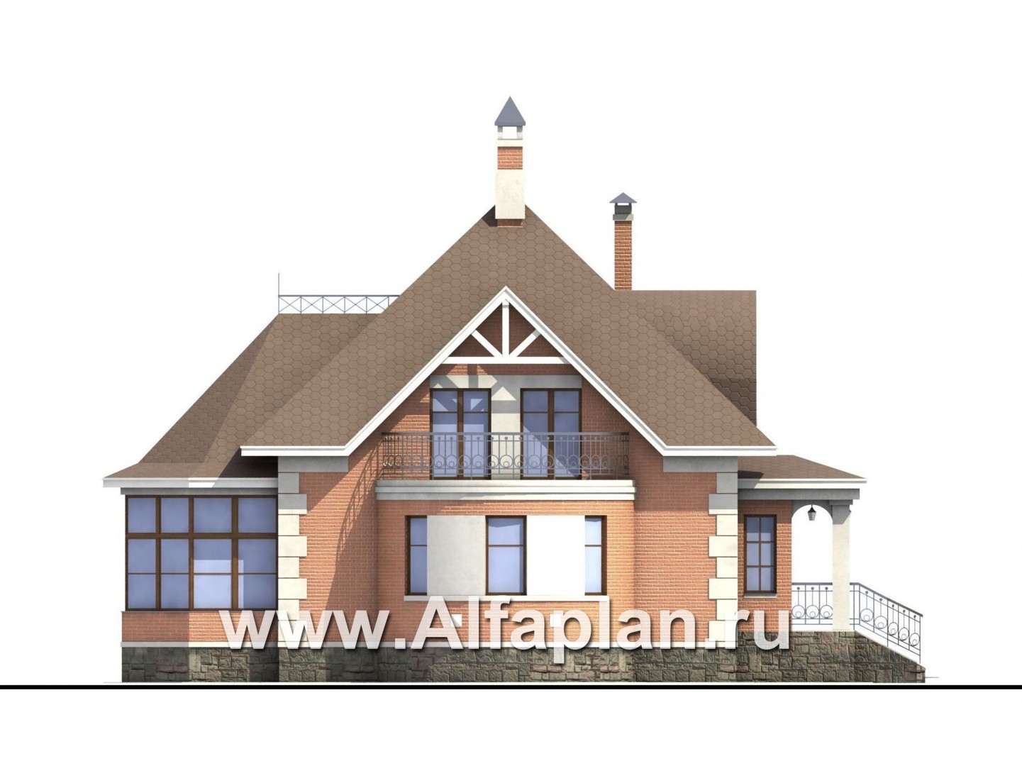 Проекты домов Альфаплан - «Эвита» - респектабельный дом с гаражом - изображение фасада №3
