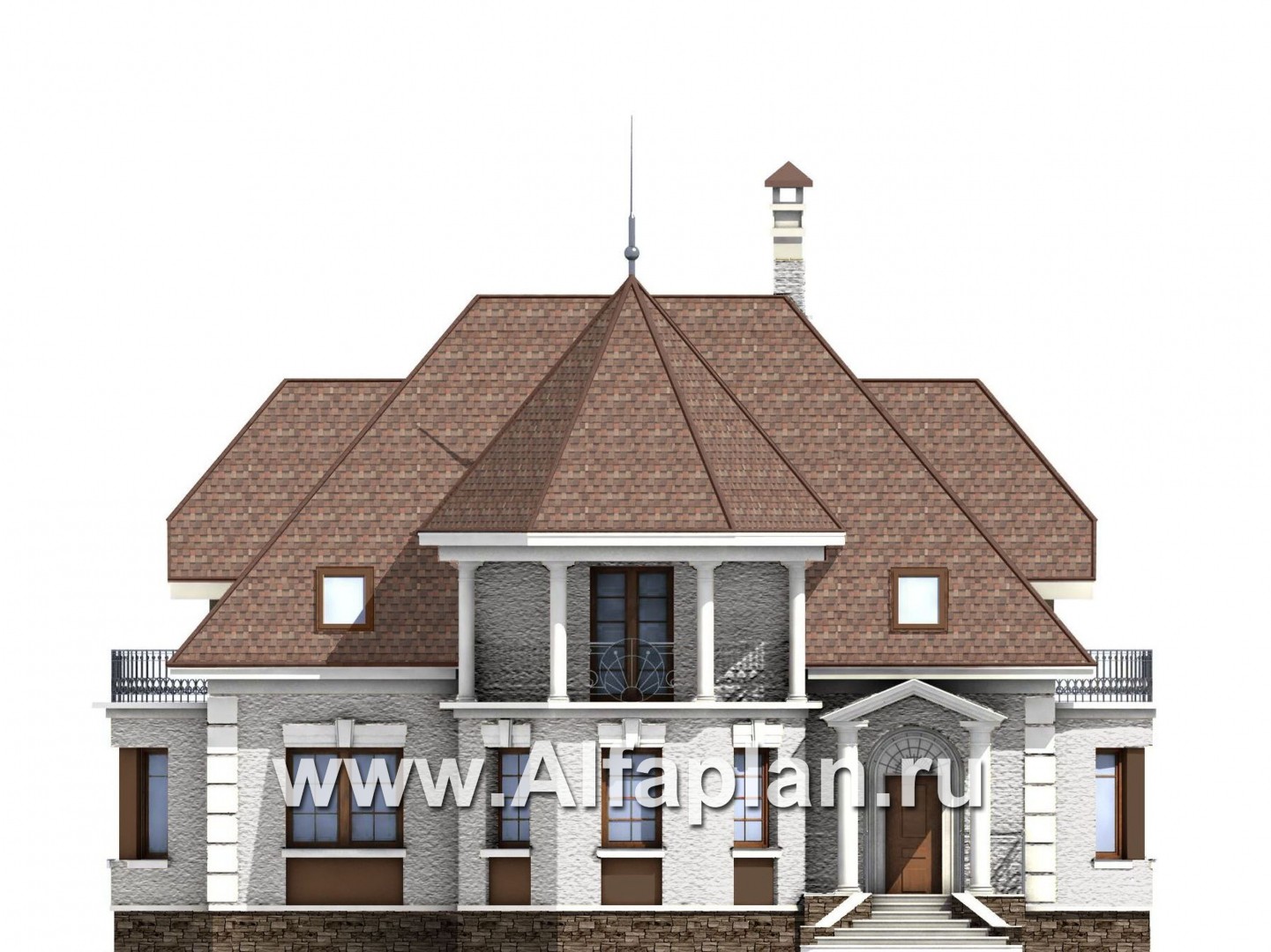 Проекты домов Альфаплан - «Белта» -  двухэтажный коттедж в романтическом стиле - изображение фасада №1