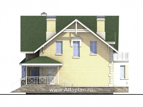Проекты домов Альфаплан - «Ретростилиса» - проект экономичного дома для небольшого участка - превью фасада №2