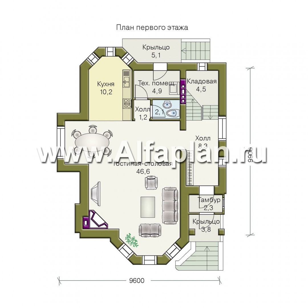 Проекты домов Альфаплан - «Фортуна» - экономичный и компактный загородный дом - изображение плана проекта №1