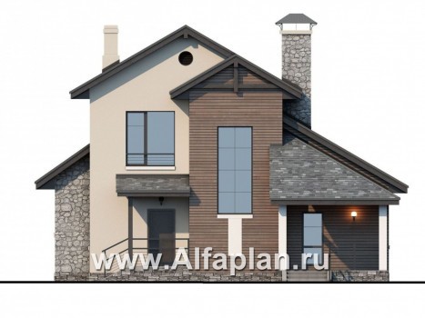 Проекты домов Альфаплан - Современный кирпичный дом «Прагма» - превью фасада №4