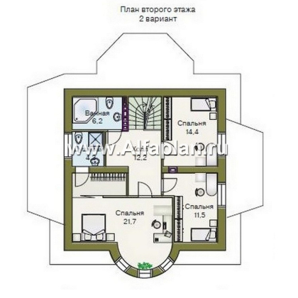 Проекты домов Альфаплан - «Петит» - проект дома с полукруглым эркером - превью плана проекта №3