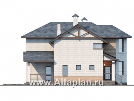Проекты домов Альфаплан - «Безоблачный край» - двуxэтажный коттедж с эркером - превью фасада №3