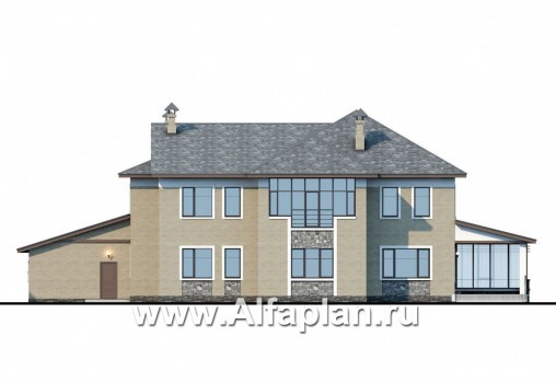 Проекты домов Альфаплан - «Пятьсот квадратов»-комфортабельный загородный особняк бизнес класса - превью фасада №4