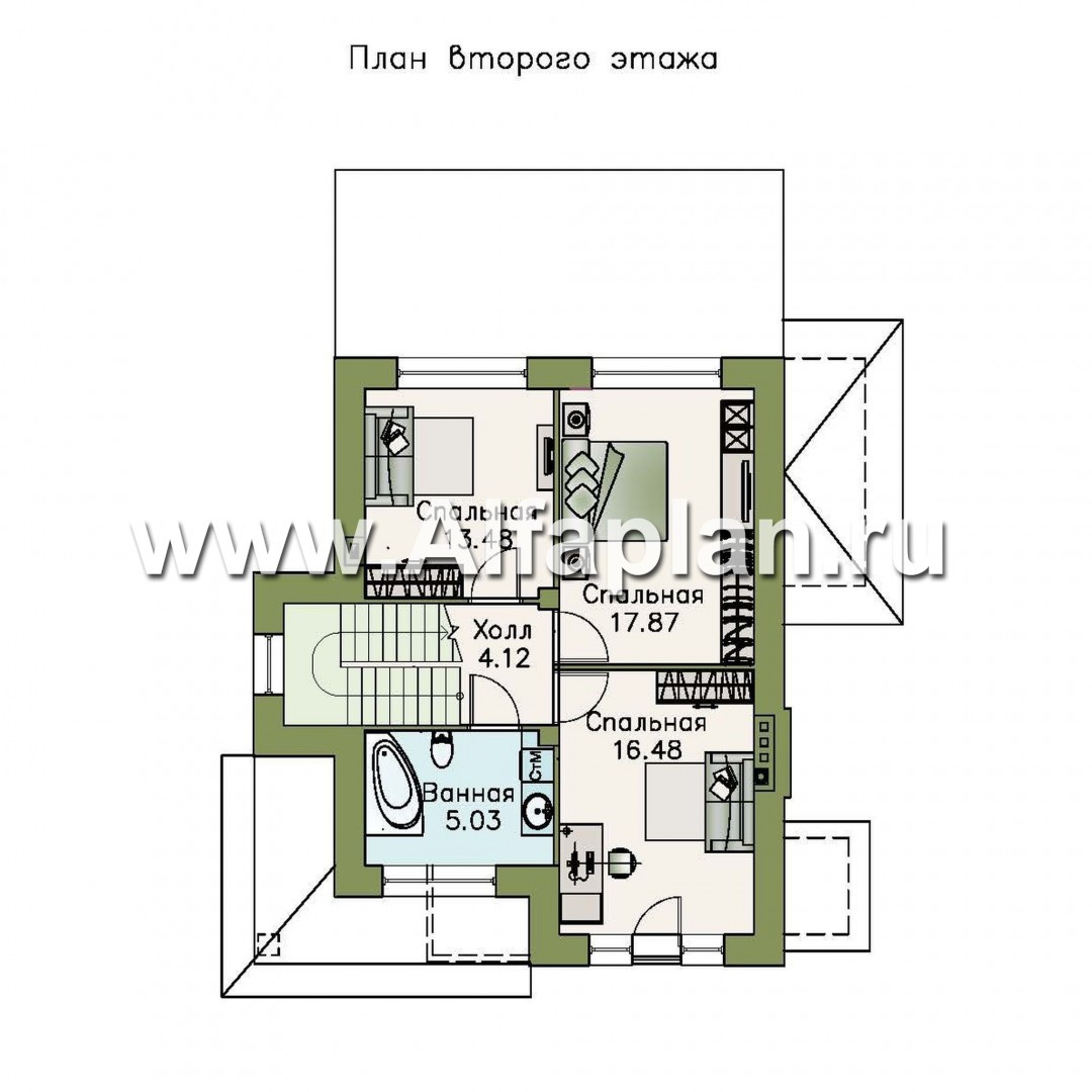 Проекты домов Альфаплан - «Прагматика» - небольшой коттедж с бильярдной в мансарде - план проекта №2