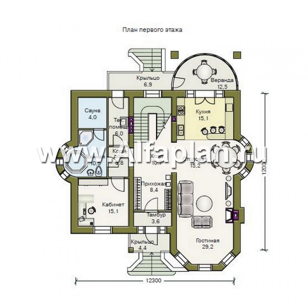Проекты домов Альфаплан - «Консул» - изящный дом для солидных людей - план проекта №1