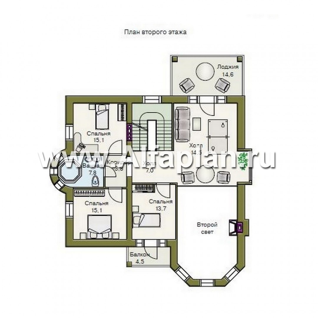 Проекты домов Альфаплан - «Консул» - изящный дом для солидных людей - изображение плана проекта №2