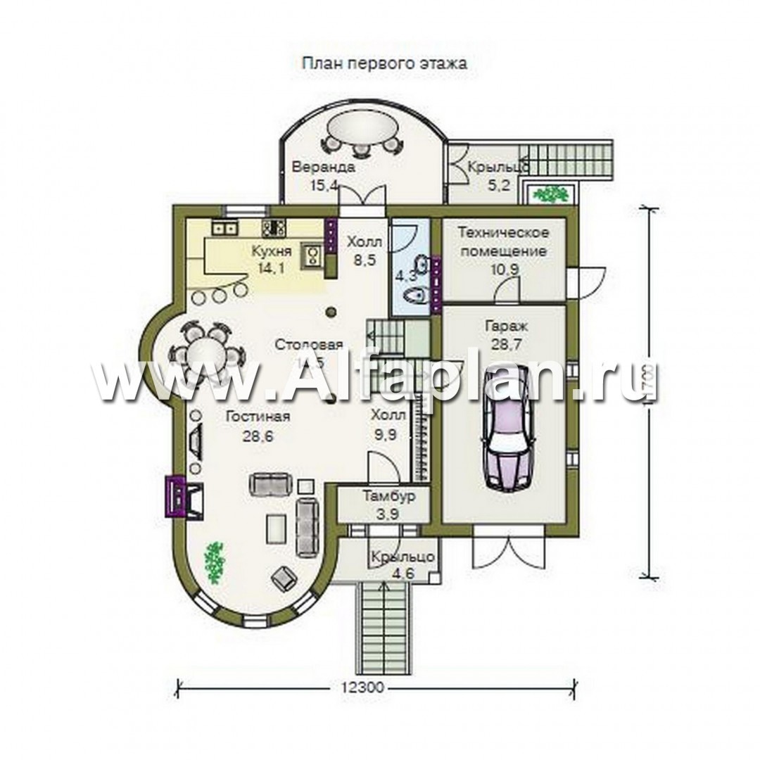 Проекты домов Альфаплан - «Квентин Дорвард» - коттедж с романтическим характером - изображение плана проекта №2