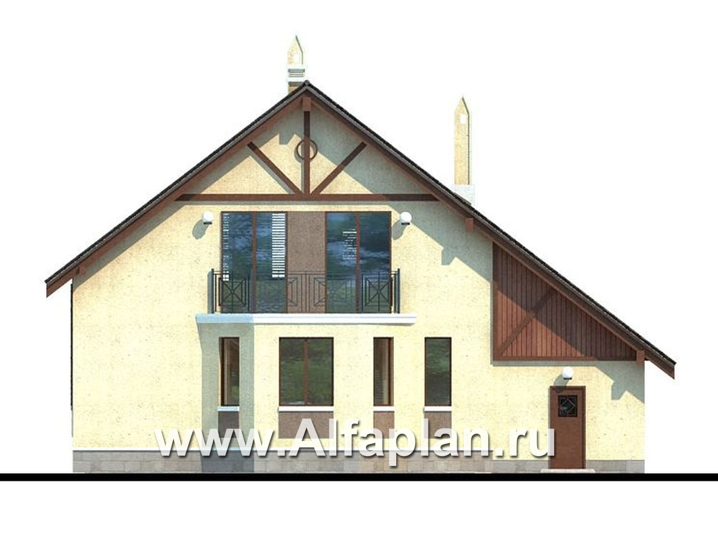 Проекты домов Альфаплан - «Регенсбург» - газобетонный коттедж в немецкой традиции - изображение фасада №4