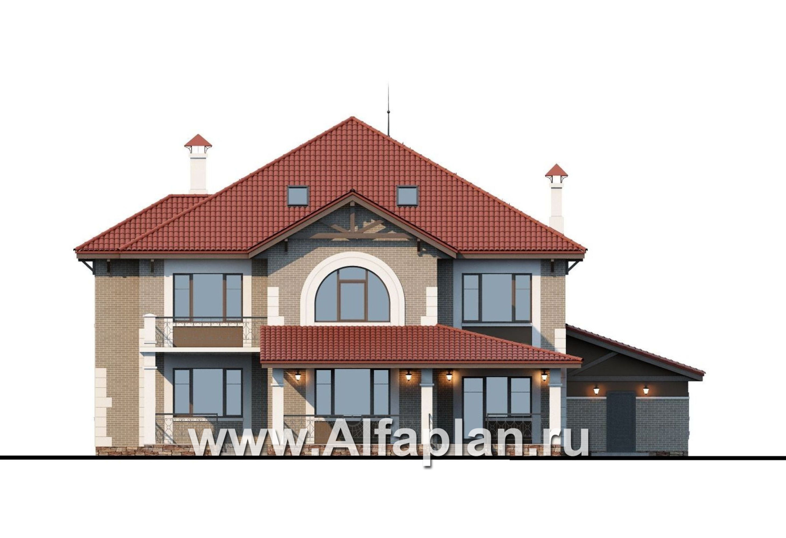 Проекты домов Альфаплан - «Демидов» - респектабельный особняк, в котором есть ВСЕ.... - изображение фасада №4