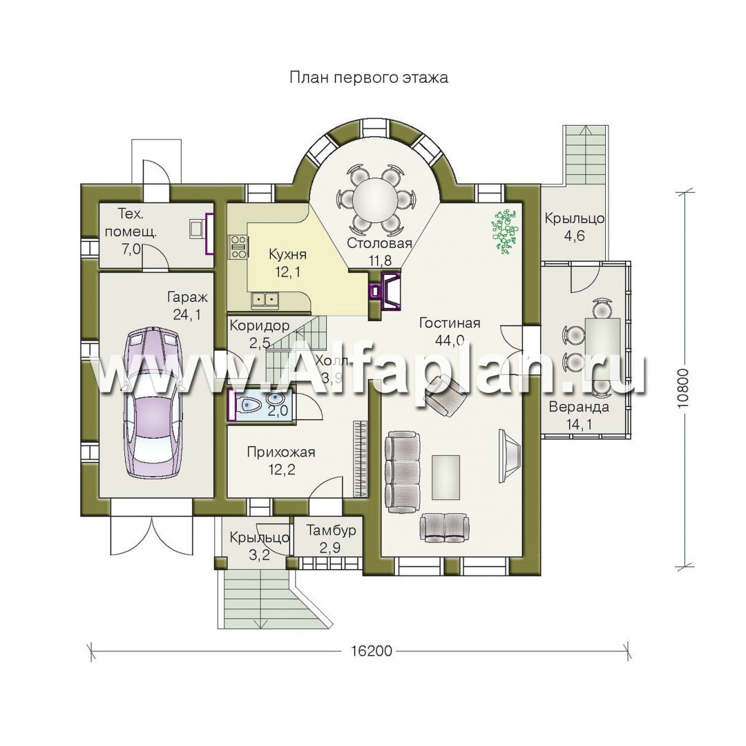 Проекты домов Альфаплан - «Оптимус» - оптимальный коттедж с двускатной кровлей - изображение плана проекта №1