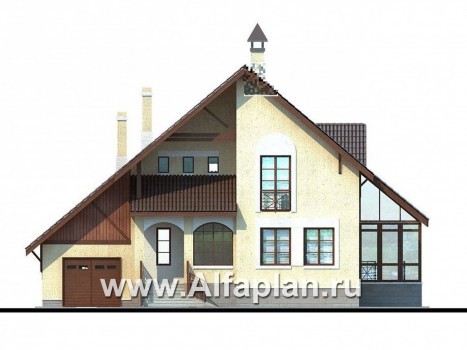 Проекты домов Альфаплан - «Оптимус» - оптимальный коттедж с двускатной кровлей - превью фасада №1