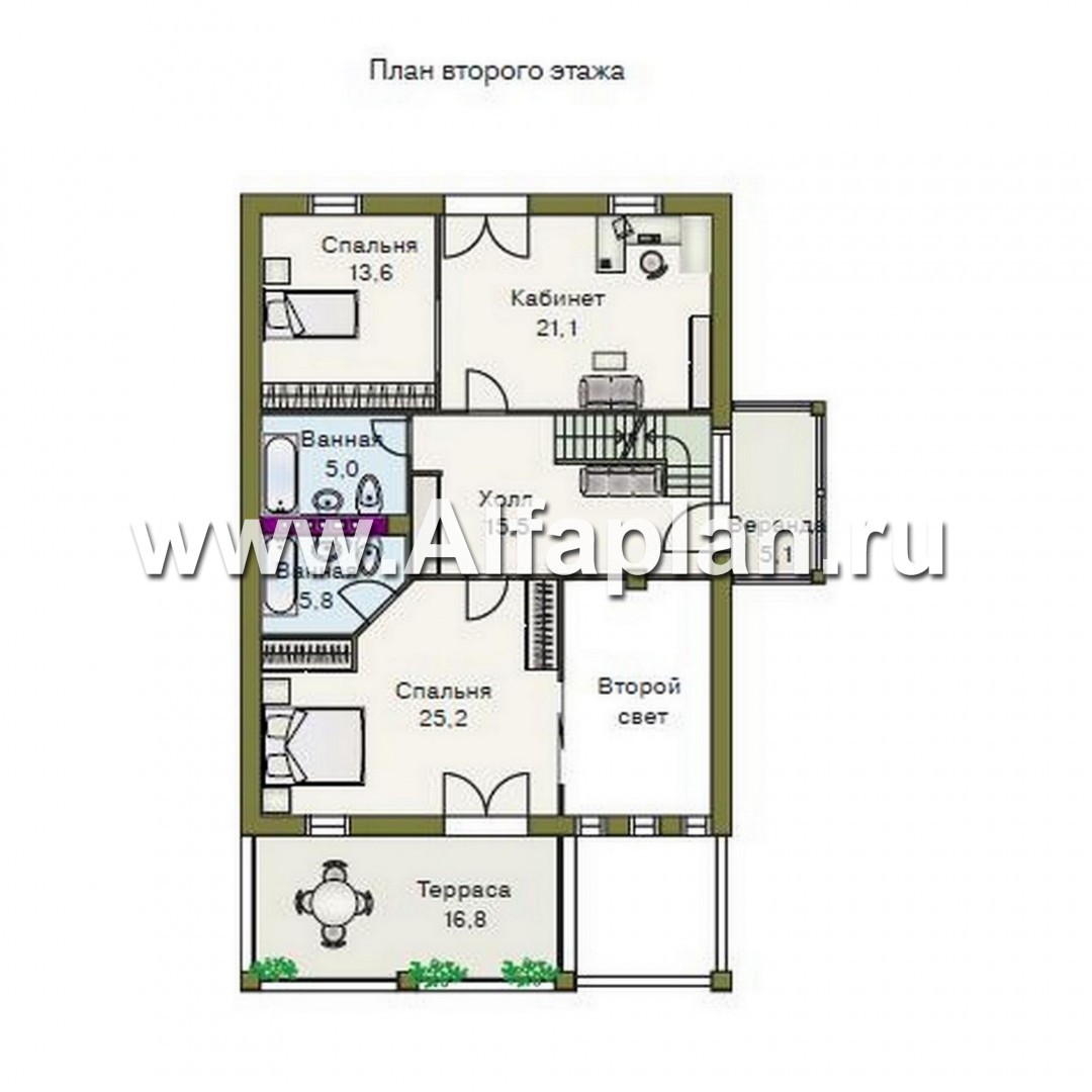 Проекты домов Альфаплан - «Мистер-Твистер» - дом с двумя жилыми комнатами на 1 эт - изображение плана проекта №3