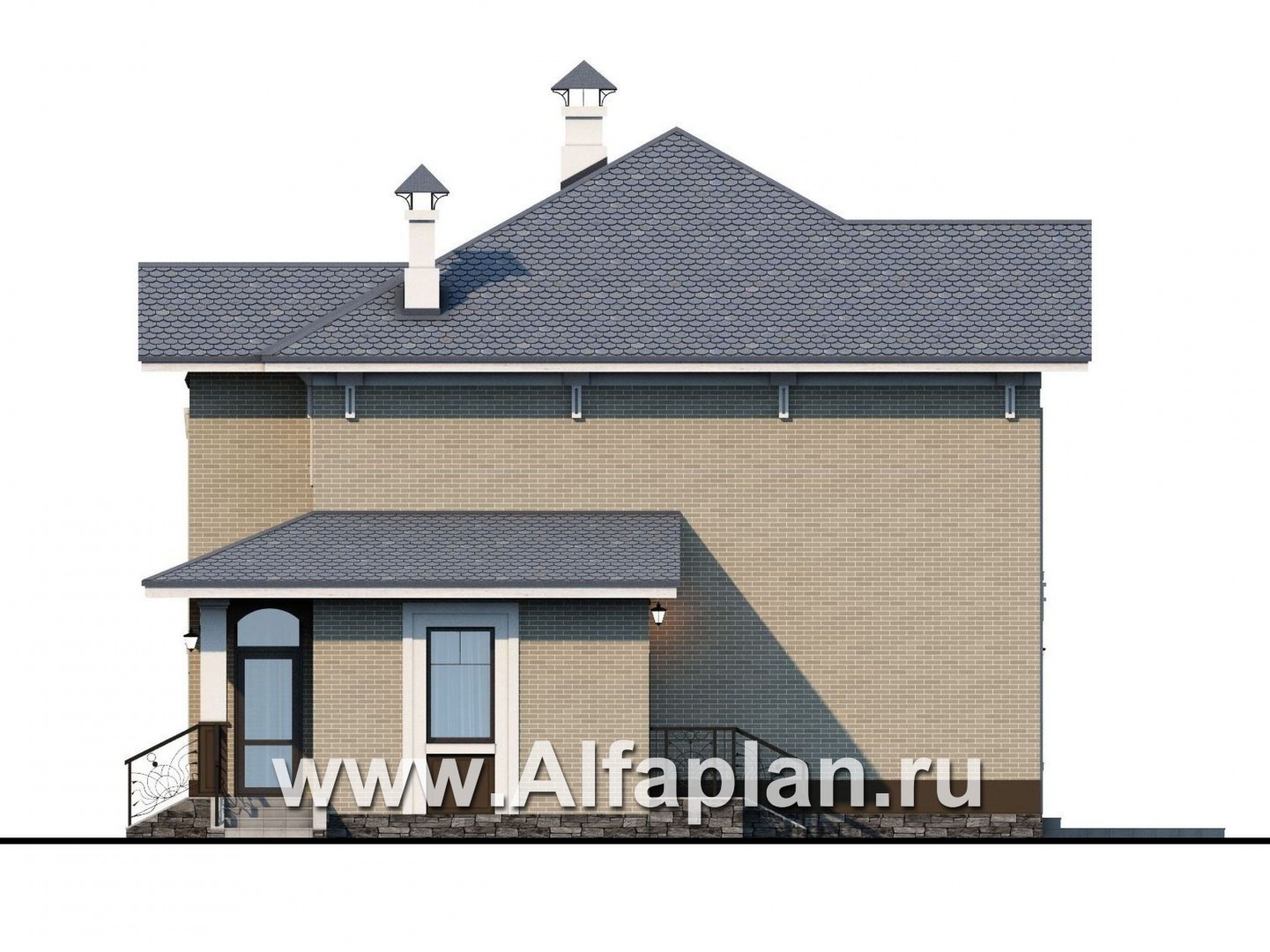 Проекты домов Альфаплан - «Зазеркалье»- проект элегантного компактного коттеджа - изображение фасада №2