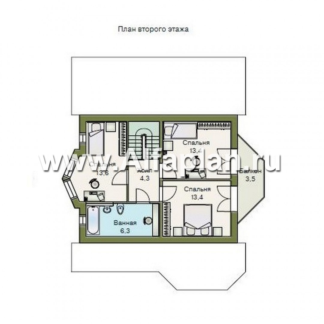 Проекты домов Альфаплан - «Конформ»  - загородный дом с гаражом и верандой - изображение плана проекта №3