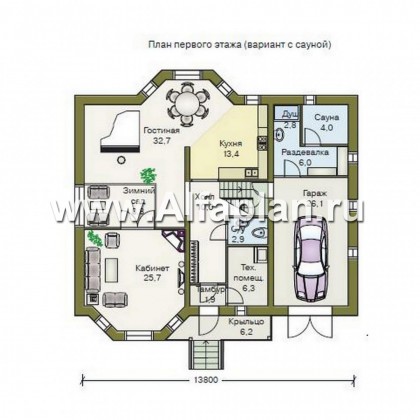Проекты домов Альфаплан - «Престиж» - удобный и просторный коттедж - превью плана проекта №1