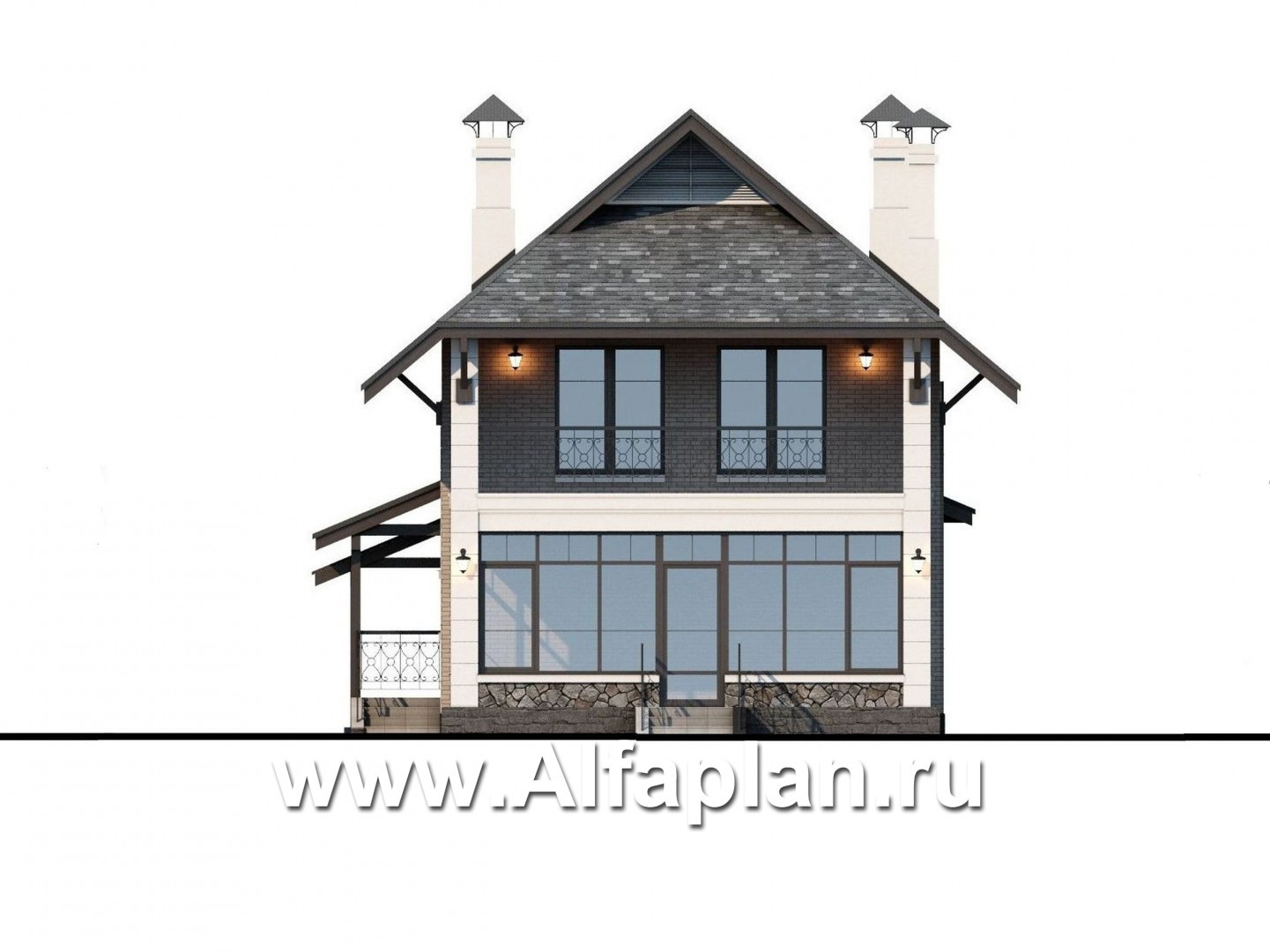 Проекты домов Альфаплан - «Одетта» - компактный дом с навесом для машины - изображение фасада №4