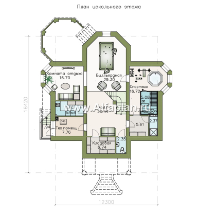 Проекты домов Альфаплан - «Головин плюс» - особняк в стиле Петровских традиций - превью плана проекта №1