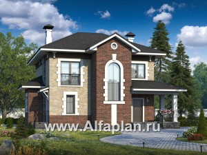 «Равновесие» - проект двухэтажного дома,открытая планировка,  с террасой, в стиле Петровское Барокко