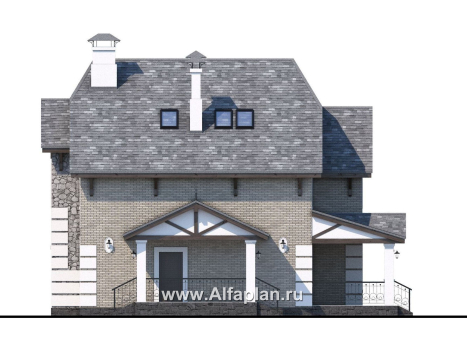 Проекты домов Альфаплан - «Ясная поляна» - удобный коттедж для большой семьи с бильярдной - превью фасада №3