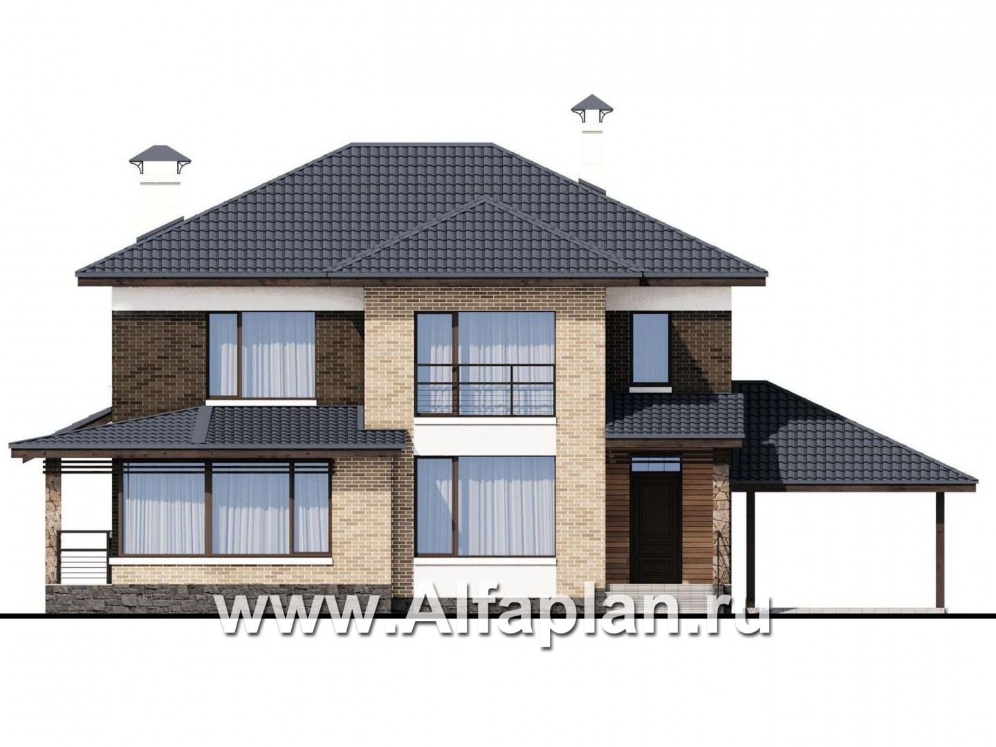 Проекты домов Альфаплан - «Высокий горизонт» - идеальный план дома на 150 квадратов - изображение фасада №1