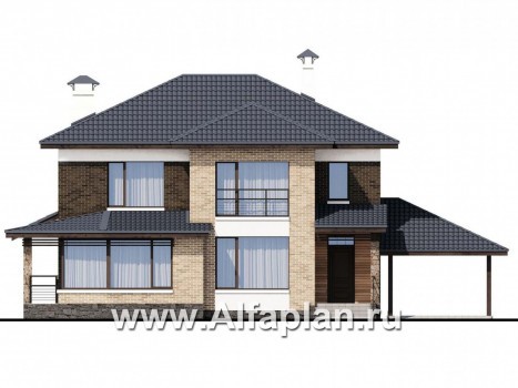 Проекты домов Альфаплан - «Высокий горизонт» - идеальный план дома на 150 квадратов - превью фасада №1