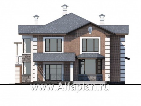 Проекты домов Альфаплан - «Вяземский» - комфортабельный коттедж с террасами для отдыха - превью фасада №4