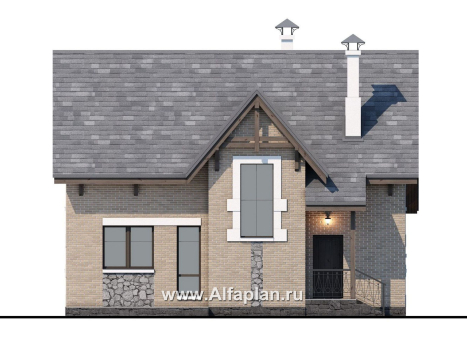 Проекты домов Альфаплан - Коттедж из кирпича «Семейное гнездо» с комфортной современной планировкой - превью фасада №4
