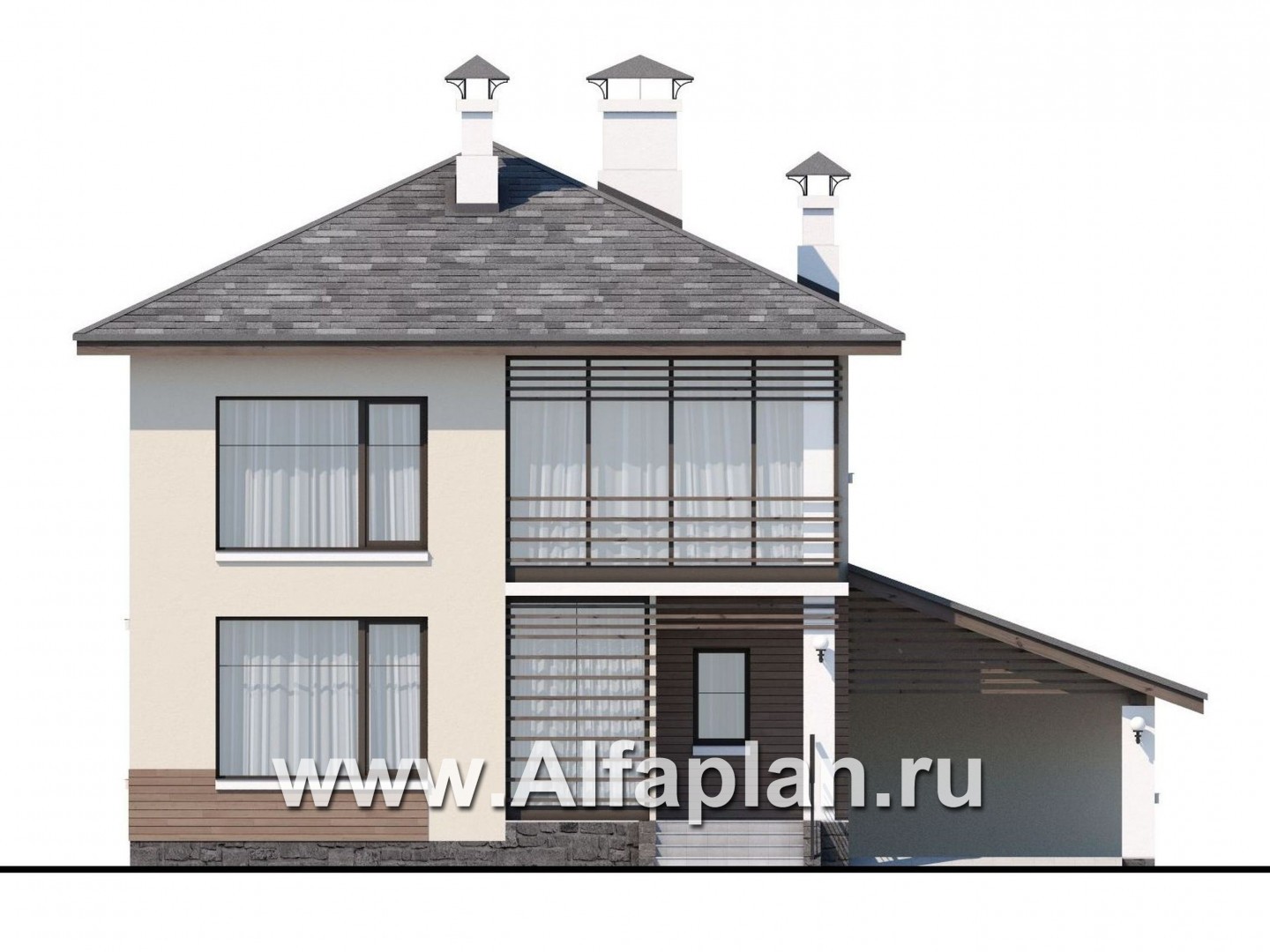 Проекты домов Альфаплан - «Эволюция» - удобный современный коттедж - изображение фасада №1