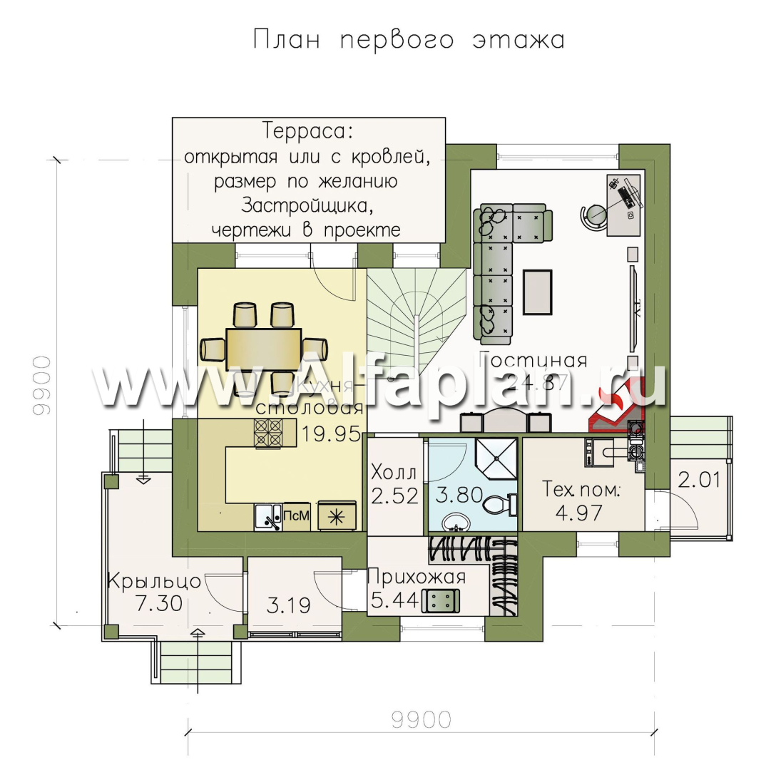 Проекты домов Альфаплан - «Невский стиль» - удобный и красивый двухэтажный дом - план проекта №1