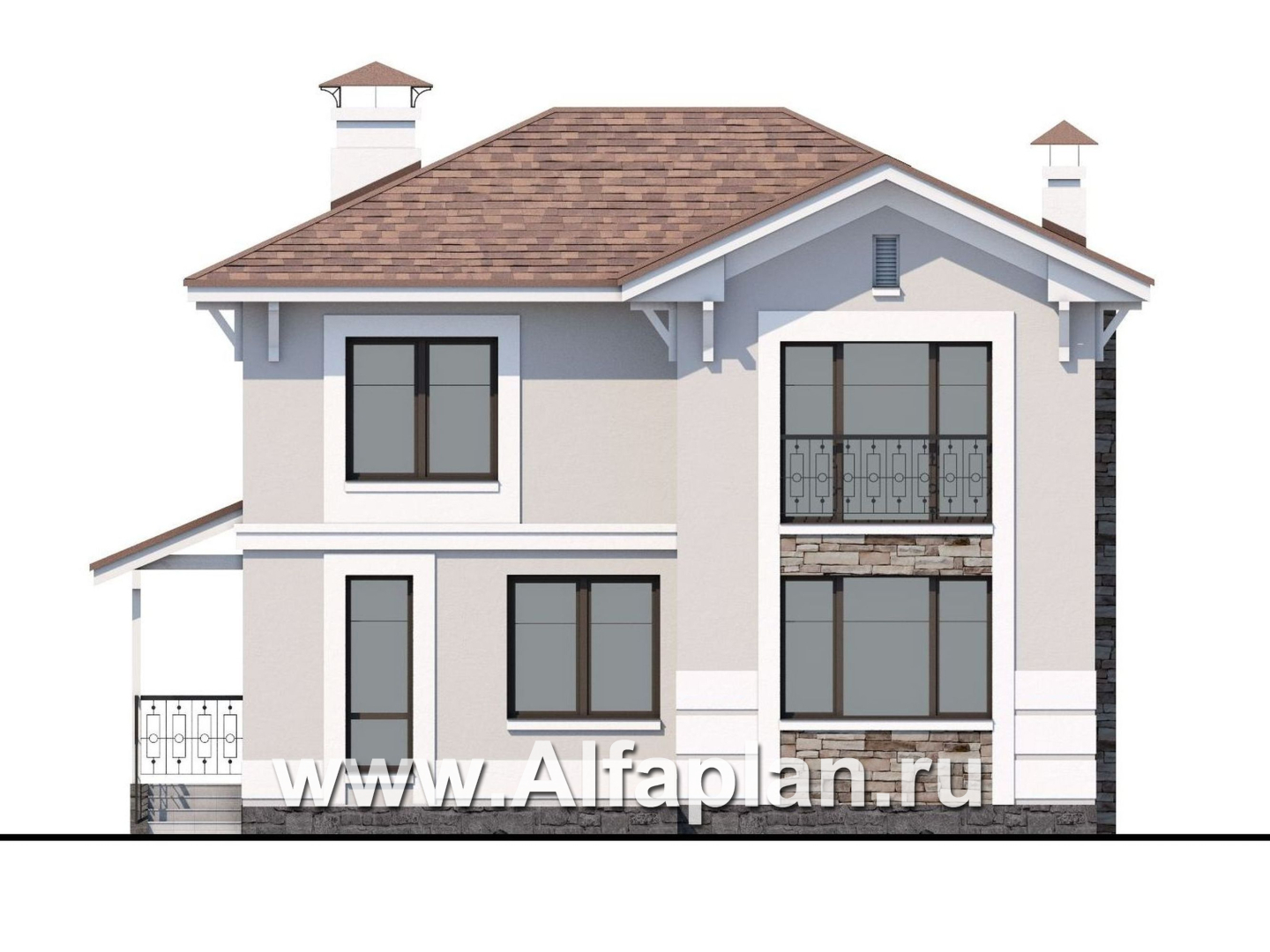 Проекты домов Альфаплан - «Княжна Мери» - удобный дом с вариантами планировки - изображение фасада №4