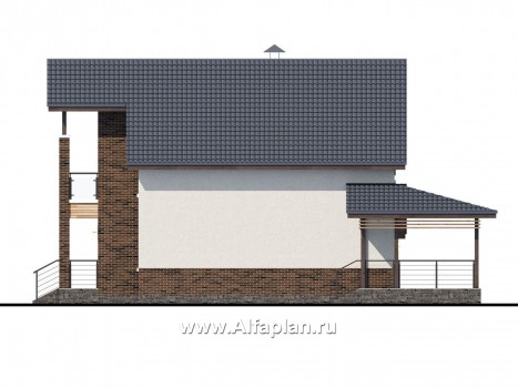 Проекты домов Альфаплан - «Галс» - двухэтажный коттедж со вторым светом и гаражом - превью фасада №2