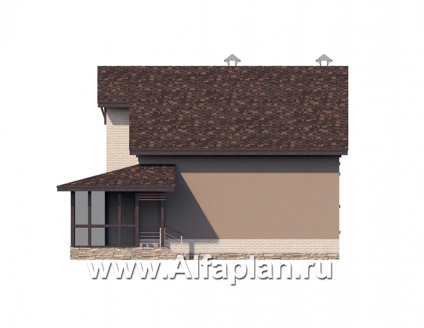 Проекты домов Альфаплан - «Регата» — комфортный загородный дом с двускатной крышей - изображение фасада №2