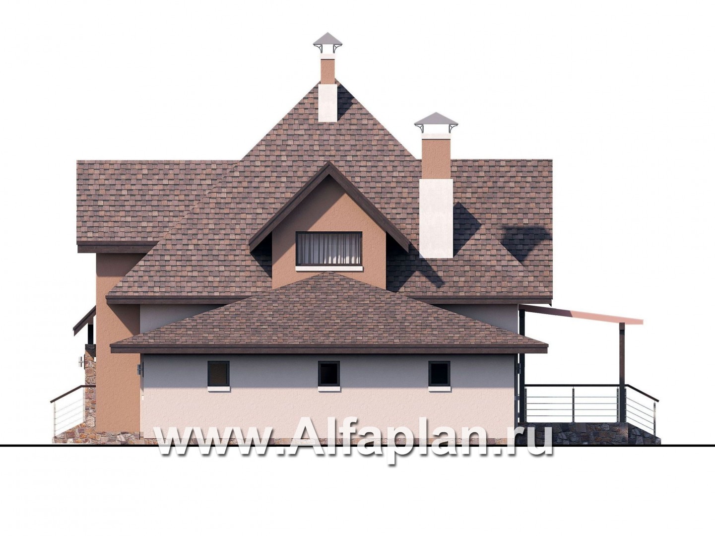 Проекты домов Альфаплан - «Орион» - современный мансардный дом с гаражом - изображение фасада №2