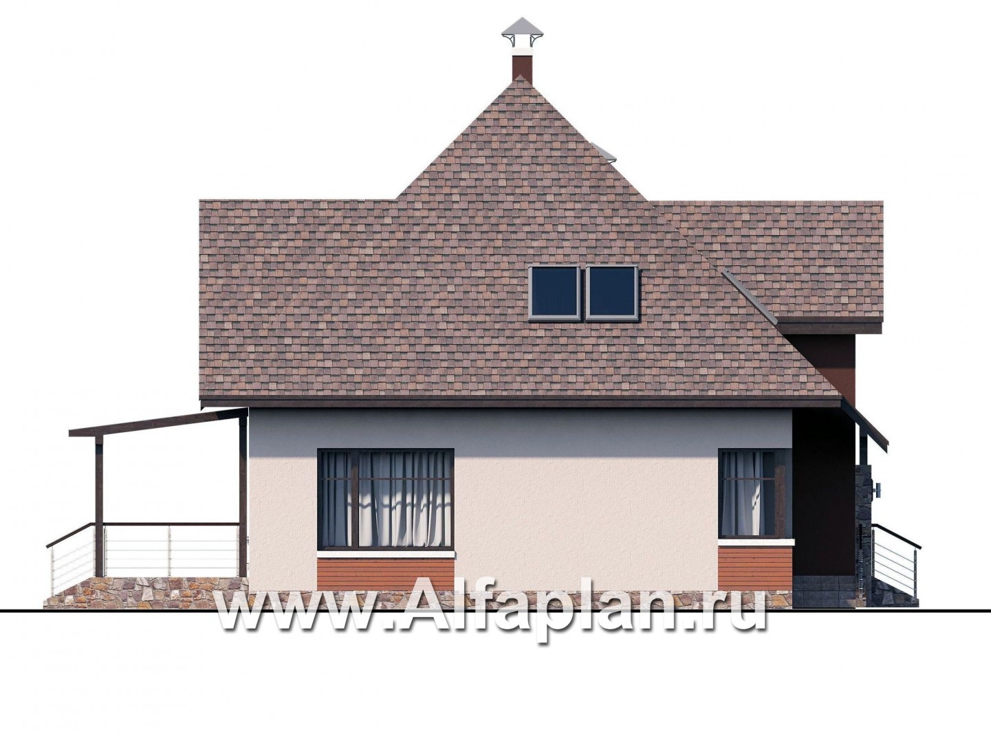 Проекты домов Альфаплан - «Орион» - современный мансардный дом - изображение фасада №3