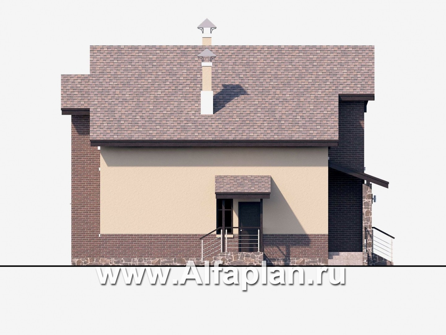Проекты домов Альфаплан - «Клипер» - комфортный палн дома, двускатная крыша - изображение фасада №3